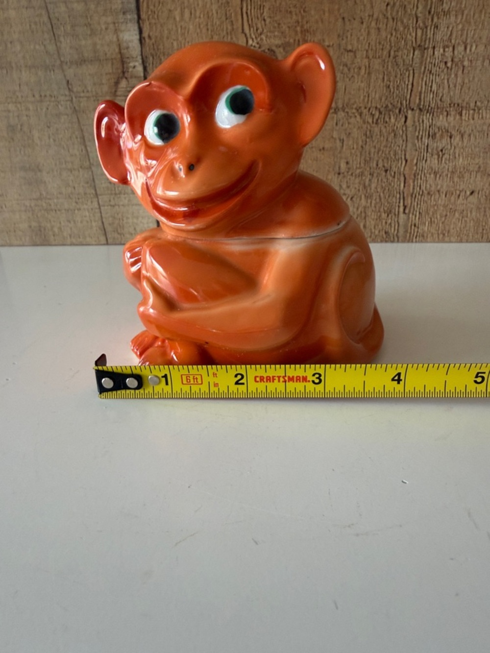Vintage 1940’s Hand Painted Orange Ceramic Monkey Sugar Bowl 🐵🐒 - Picture 8 of 11
